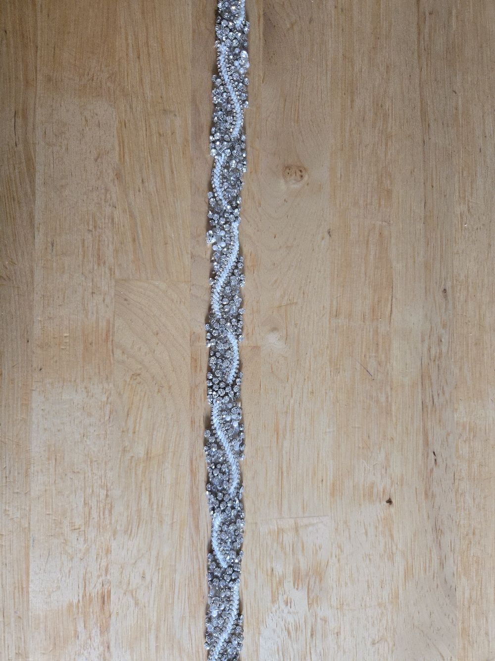 Crystal Beaded Bridal Belt in Silver